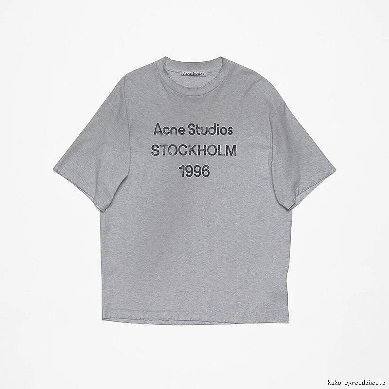 Acne Studios 2090-80 Gray Style Ac908026 Stockholm Logo T-Shirt Streetwear Look