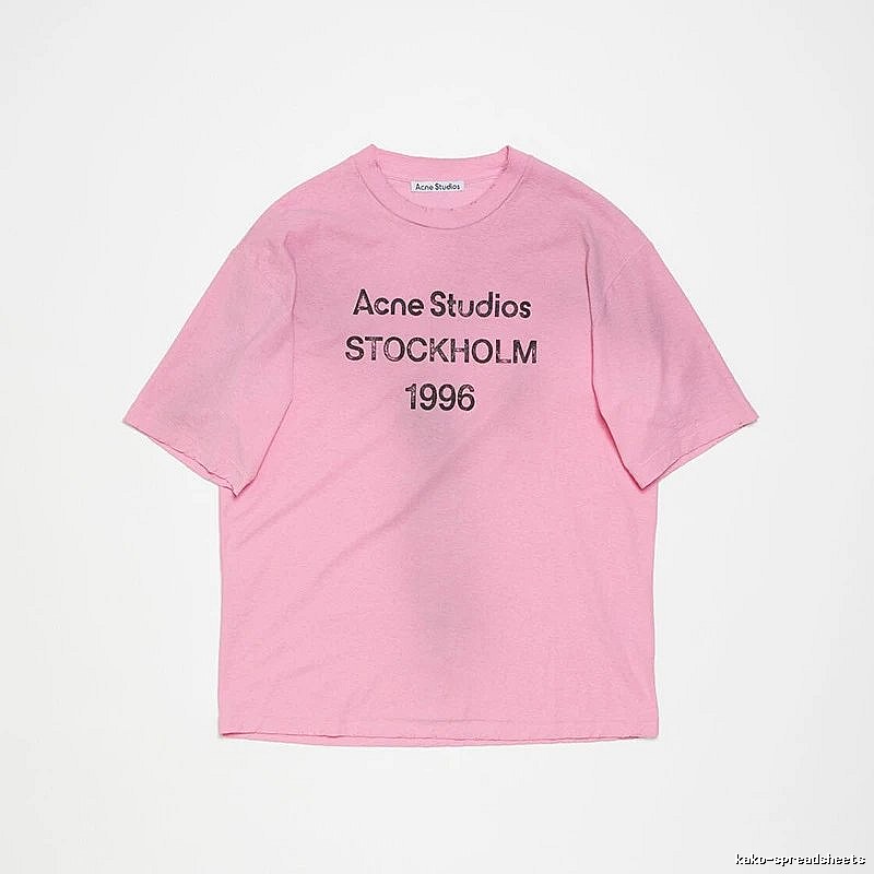 Acne Studios 2090-80 Pink Red Style Ac908026 Stockholm Logo T-Shirt Weekend Wear