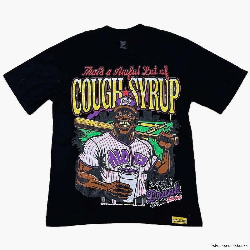 ALOCS American Retro Printed Black Short-sleeve T-shirt