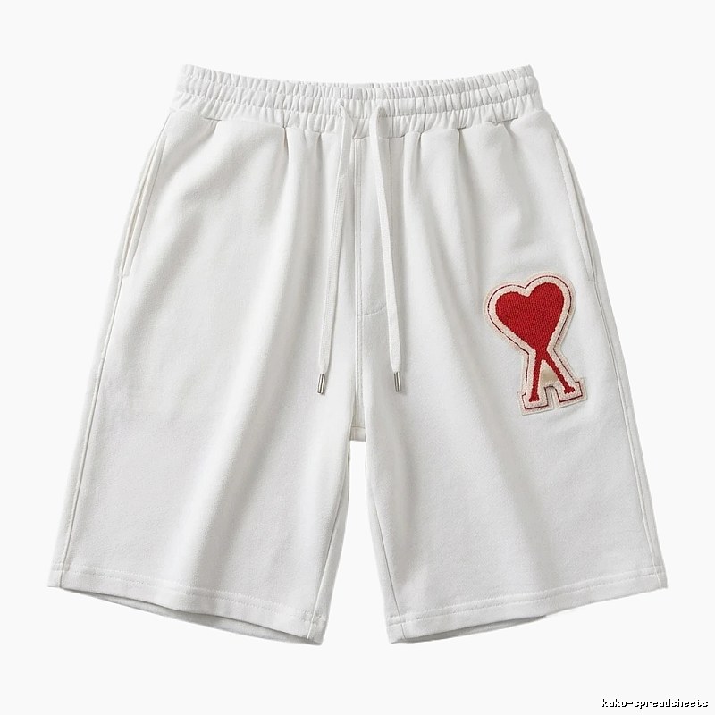 AMI Embroidered Heart White Shorts