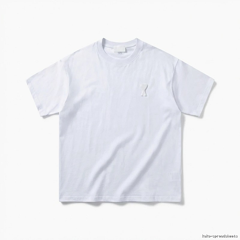 AMI Embroidered Minimalist Style White T-shirt