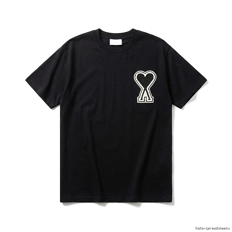 AMI Heart-shaped Pattern Black T-shirt