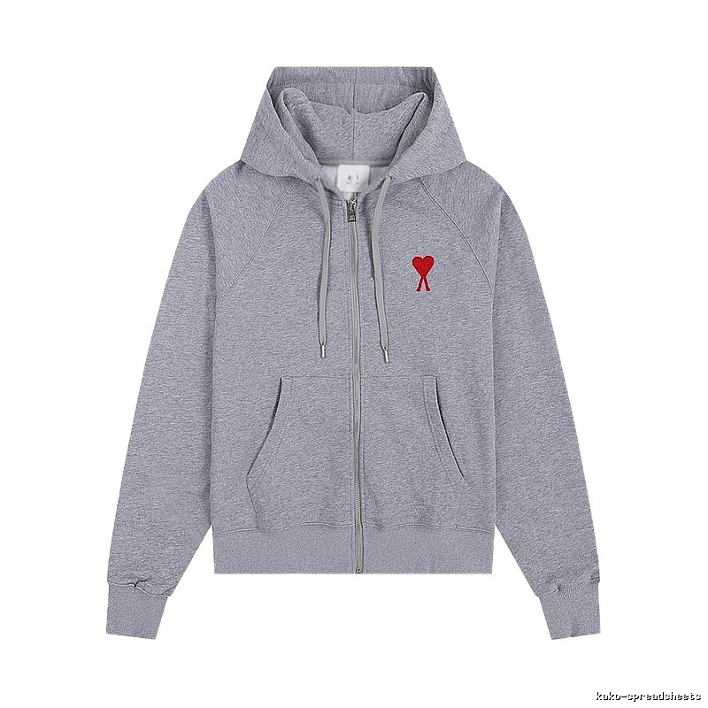 AMI Love Embroidery Grey Hoodie