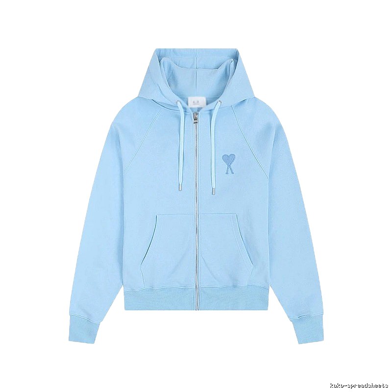 AMI Love Embroidery Light Blue Hoodie