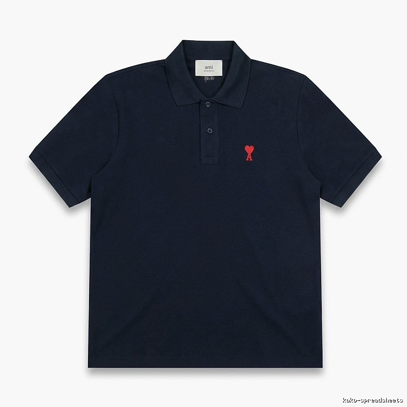 AMI Love Heart Logo Minimalist Style Polo Shirt