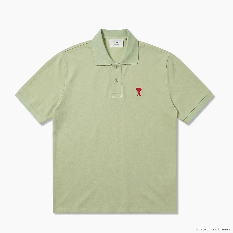 AMI Love Series Simple Style Light Green Polo Shirt