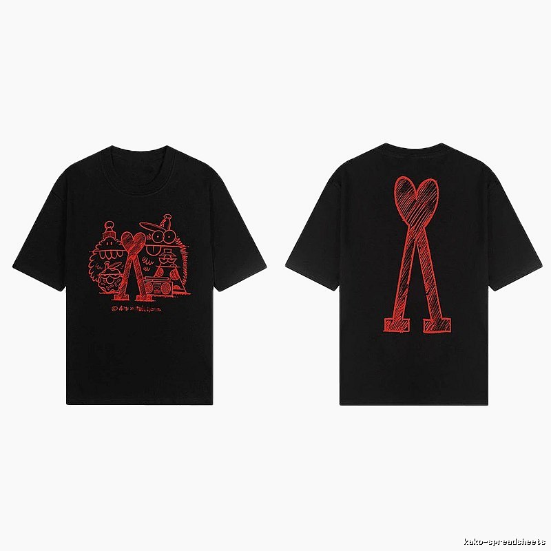 AMI red graffiti-style short-sleeve shirt