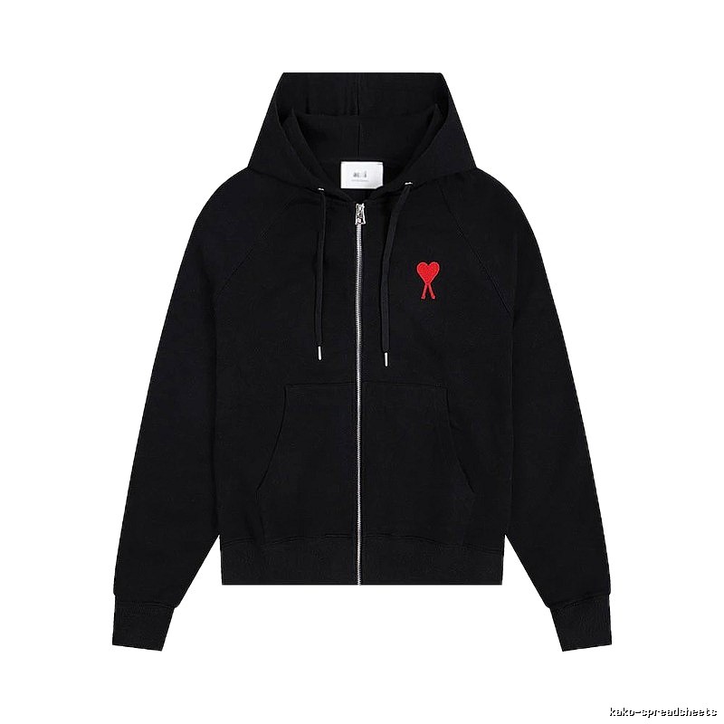 AMI Red Heart Embroidery Trendy Cool Black Sweatshirt