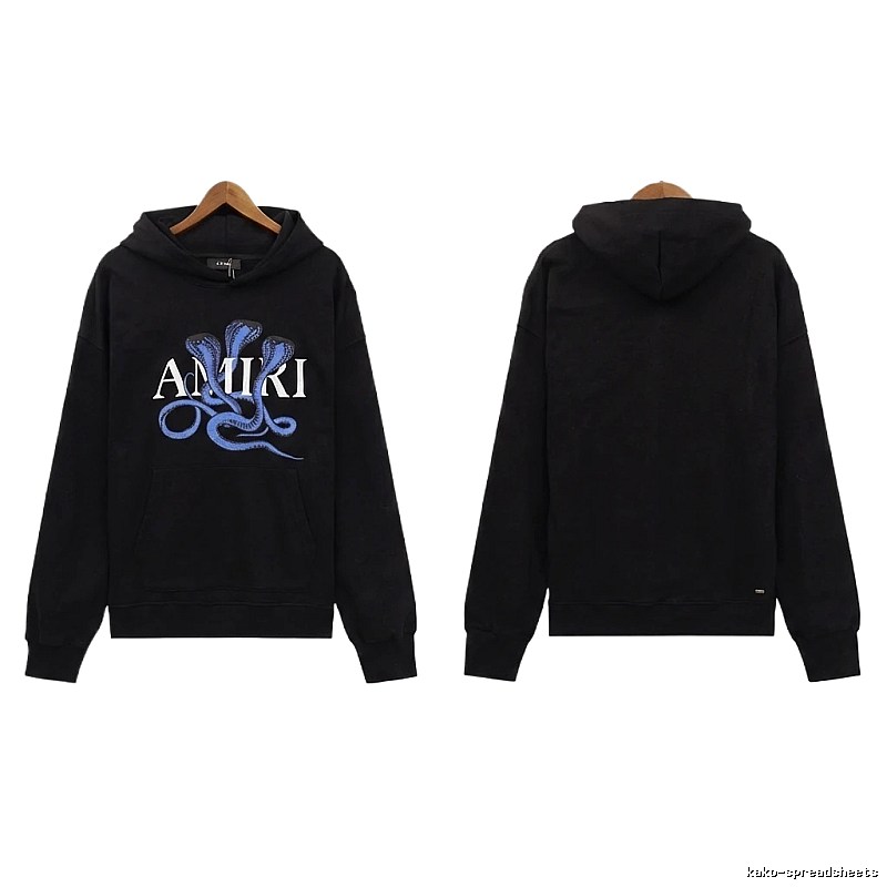 AMIRI Black Hoodie with Snake Print