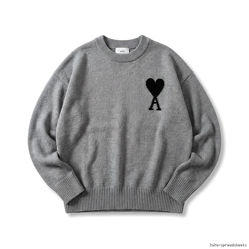 AMIRI Grey Knitted Sweater with Heart Pattern
