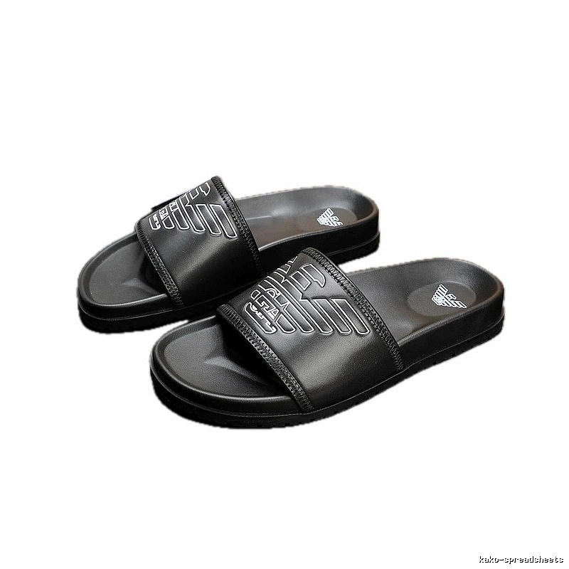 Armani Eagle Logo Casual Style Men's Black Slides