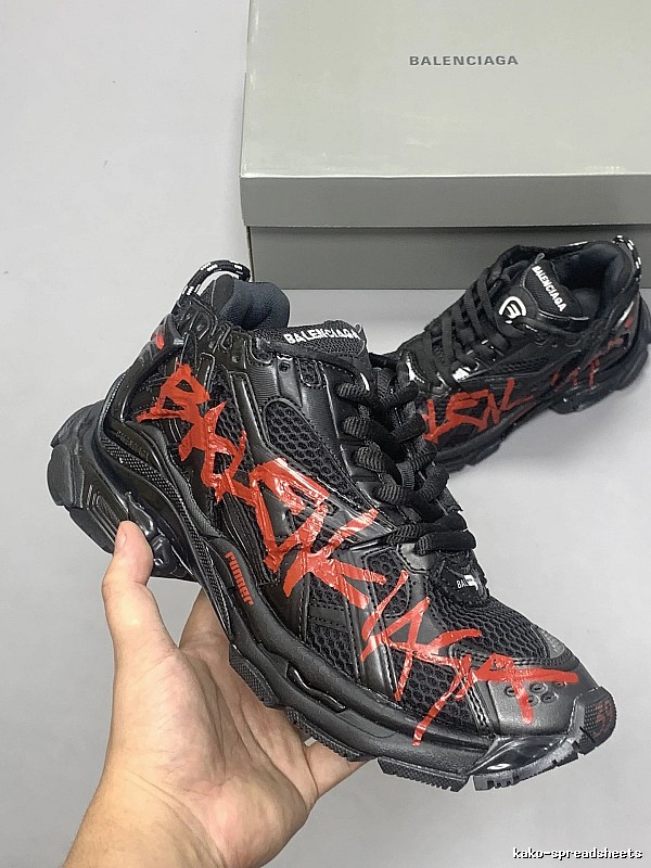 Balenciaga Black Red Runner Sneaker with Black Runner Detail
