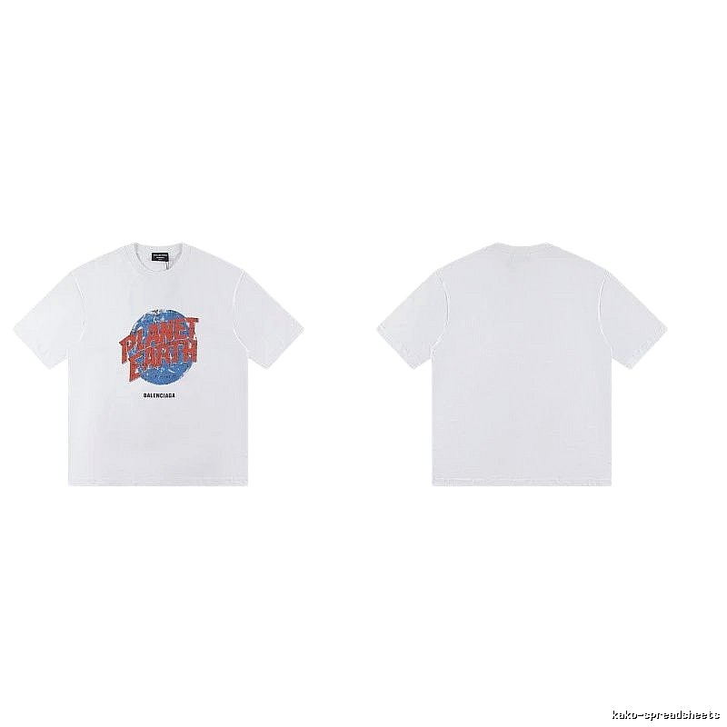 Balenciaga Distressed-style Earth Print White T-Shirt