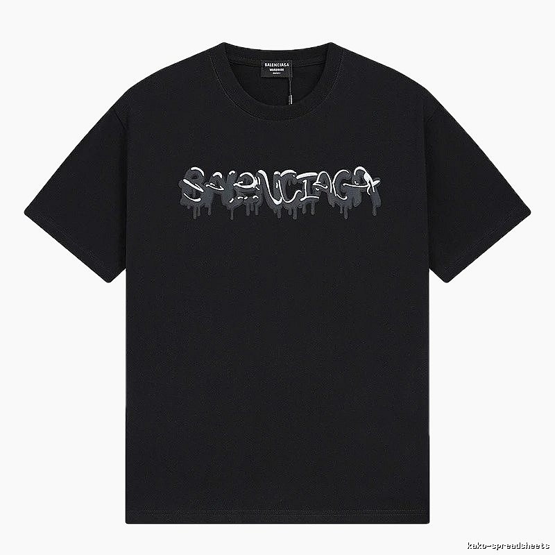 Balenciaga Graffiti Street Style Black Short Sleeve T-shirt