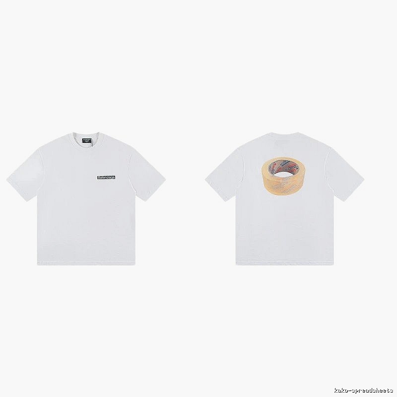 Balenciaga Tape Print Streetwear White T-Shirt
