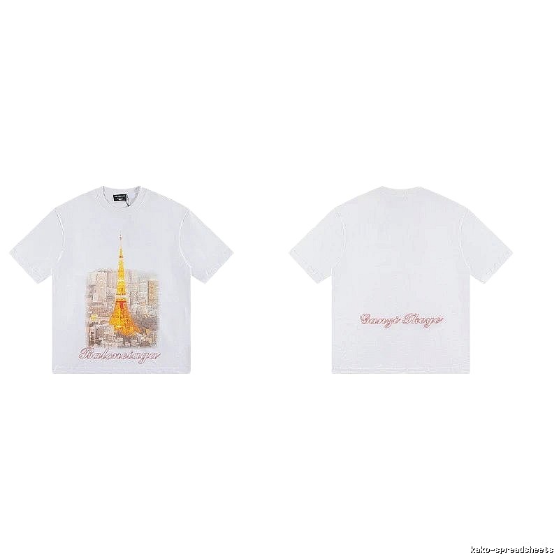 Balenciaga Vintage-style White T-shirt with Tokyo Tower Print