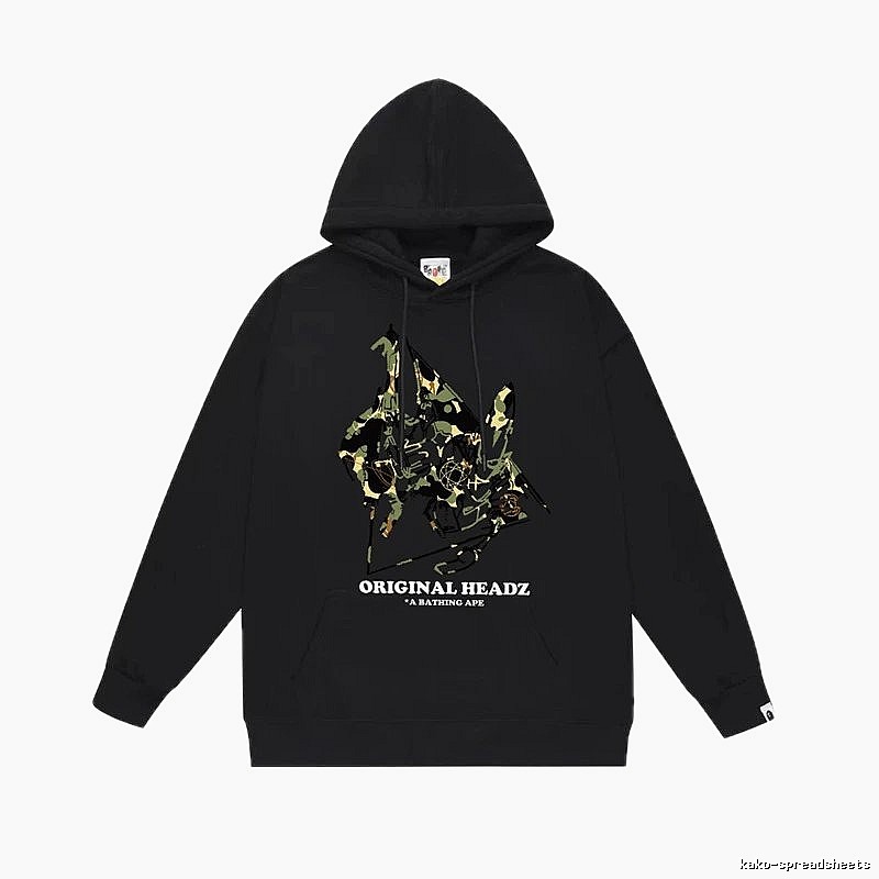 Bape camouflage-style black hoodie