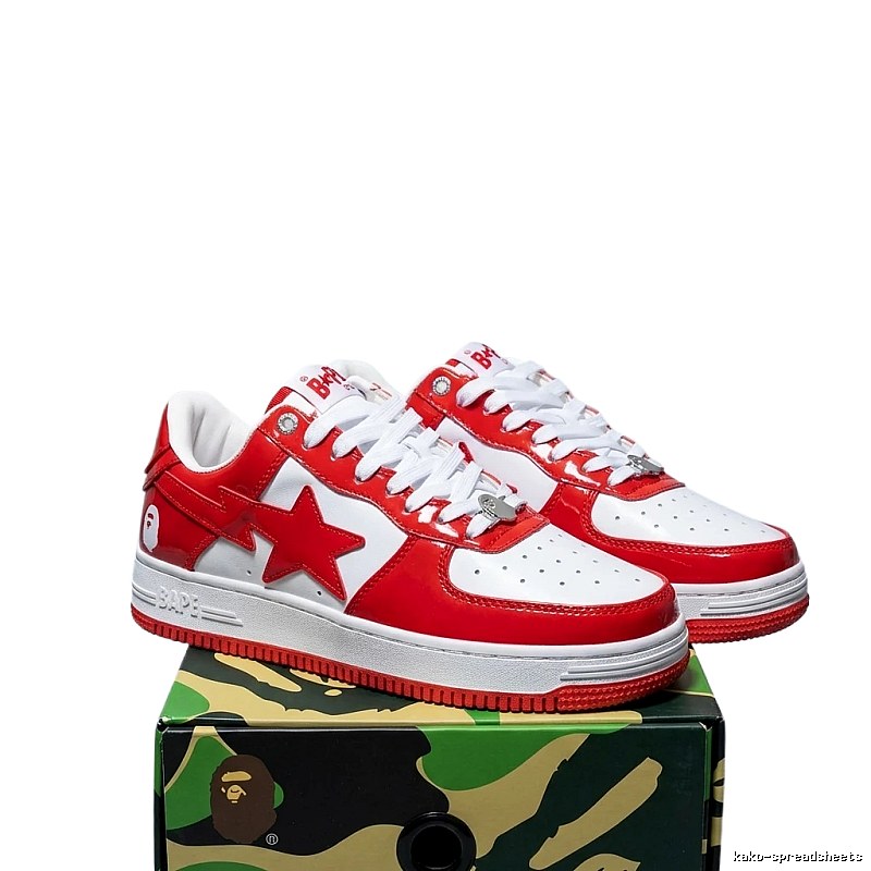 Bape Red and White Trendy Sports Shoes