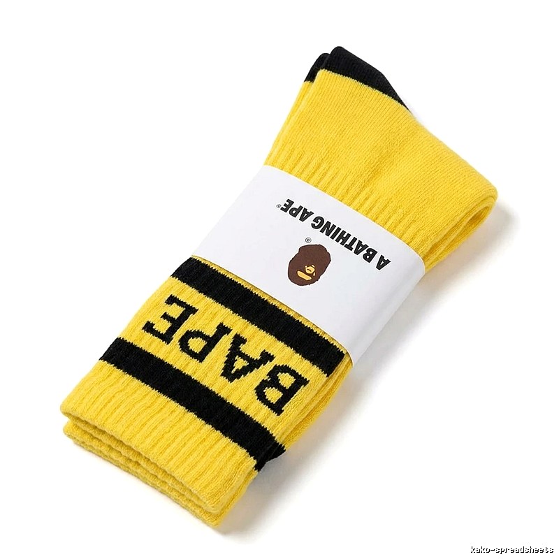 Bape trendy cool yellow and black striped socks