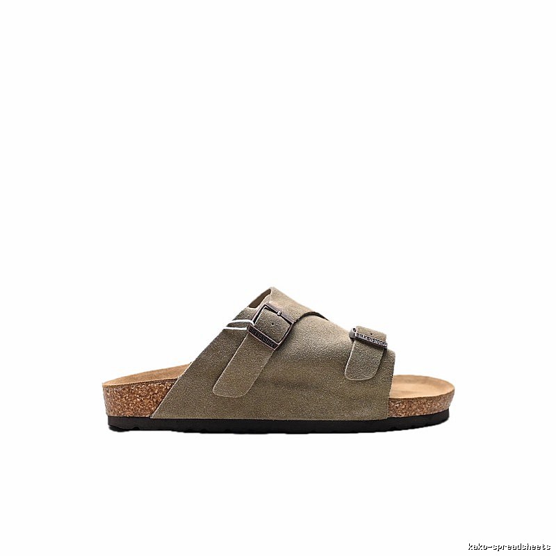 BIRKENSTOCK Cork Vintage Style Khaki Slide Sandals