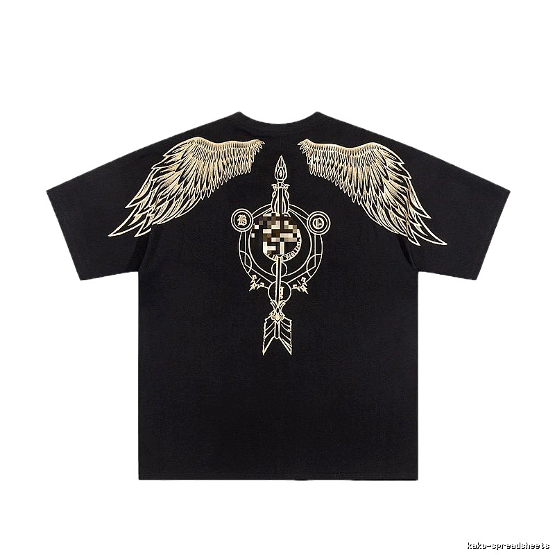 BOY Gold-foil Stamped Wings Street Style Black Short-sleeve T-shirt