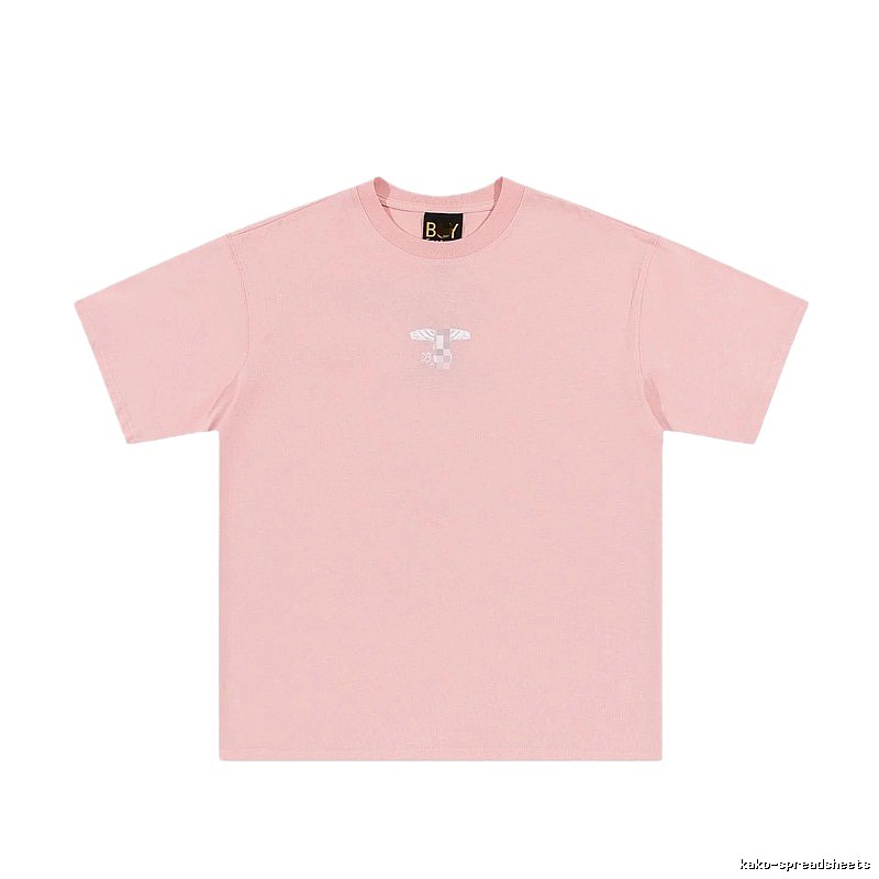 BOY Wing Print Street-style Pink Short Sleeve T-Shirt