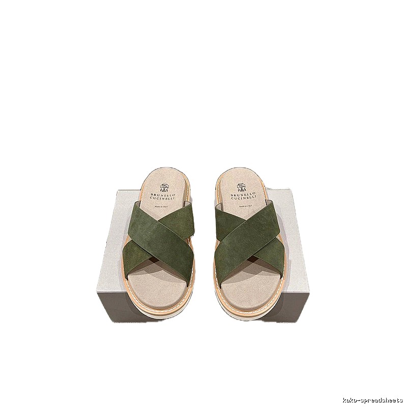 Brunello Cucinelli Casual-style Army Green Slides