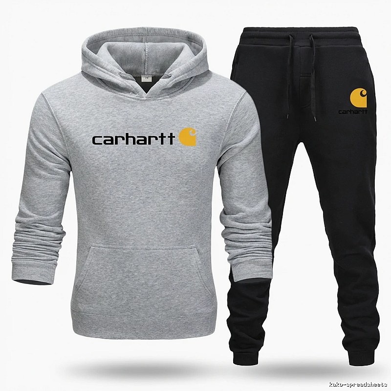 Carhartt trendy brand gray and black sportswear set