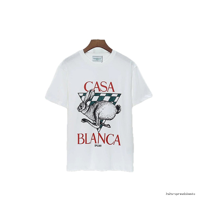 Casablanca Rabbit Element Fashion White T-shirt