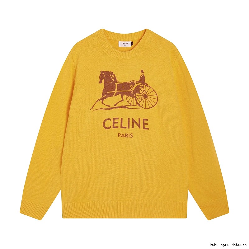CELINE Yellow Logo Knit Sweater for Travel Packing