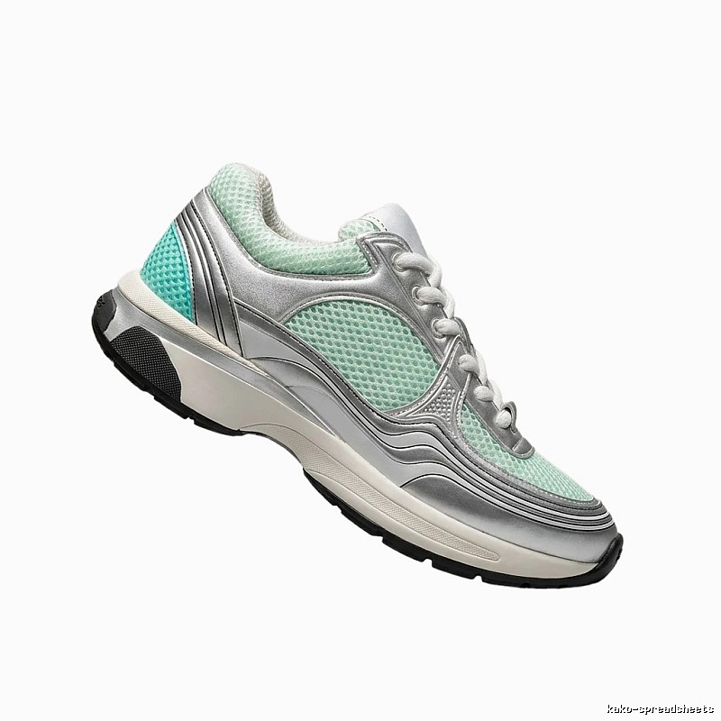 Chanel retro-style mint green sneakers