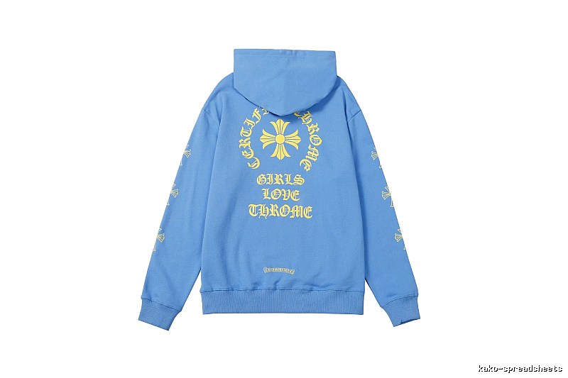 Chrome Hearts 2088-90 Sky Blue Cross Graphic Hoodie Summer Styling