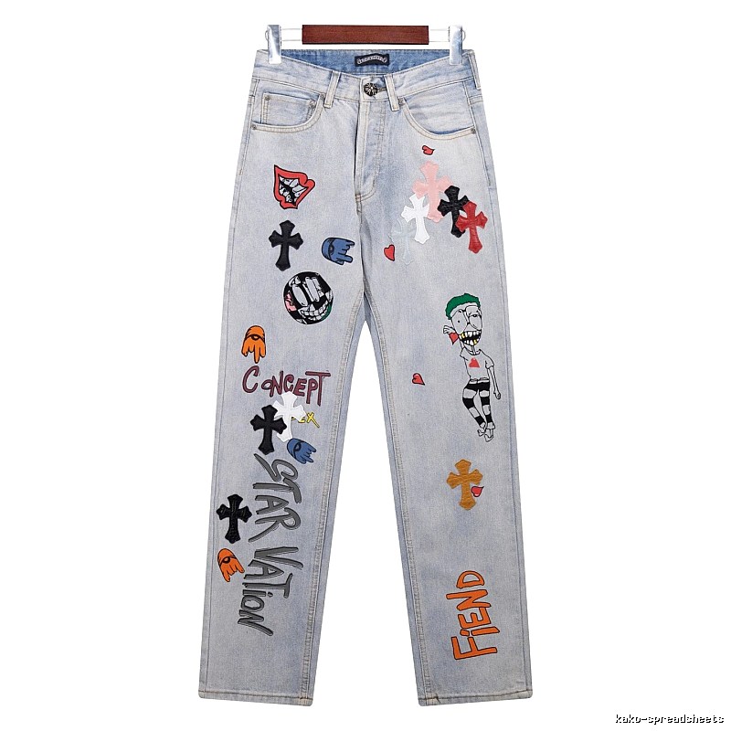 Chrome Hearts Classic Graphic jeans Light Denim Jeans for Daily Styling