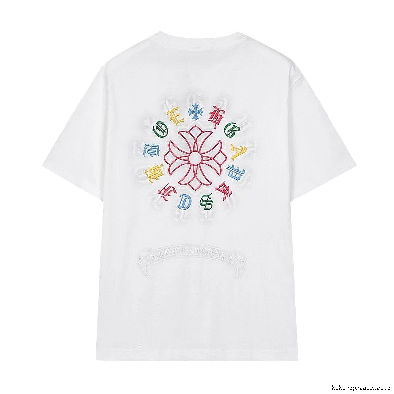 Chrome Hearts Colorful Embroidered Street Style White T-Shirt