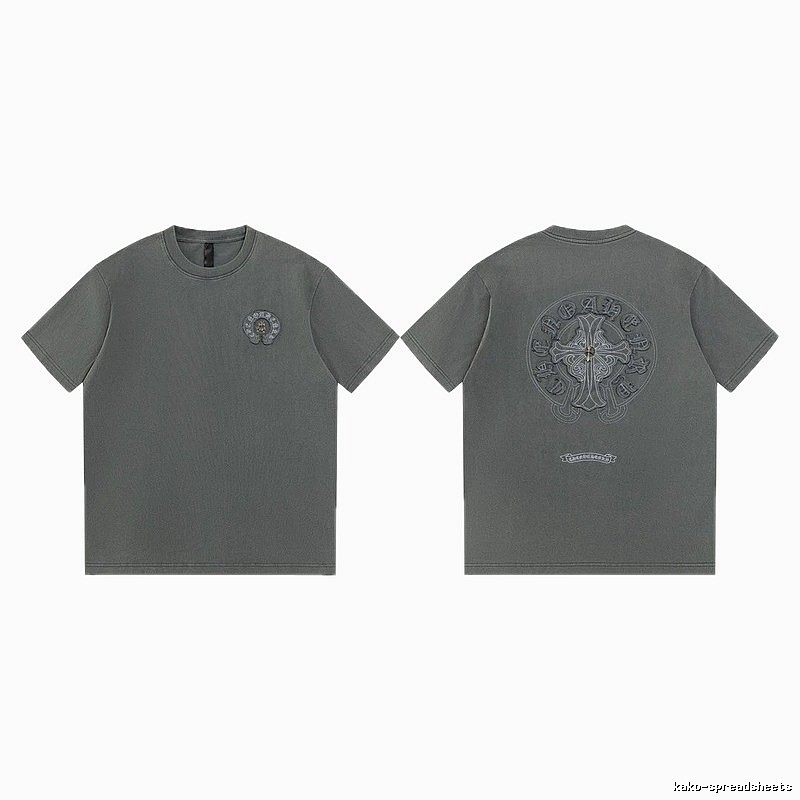 Chrome Hearts Cross Embroidered High Street Dark Grey Short-sleeve T-Shirt