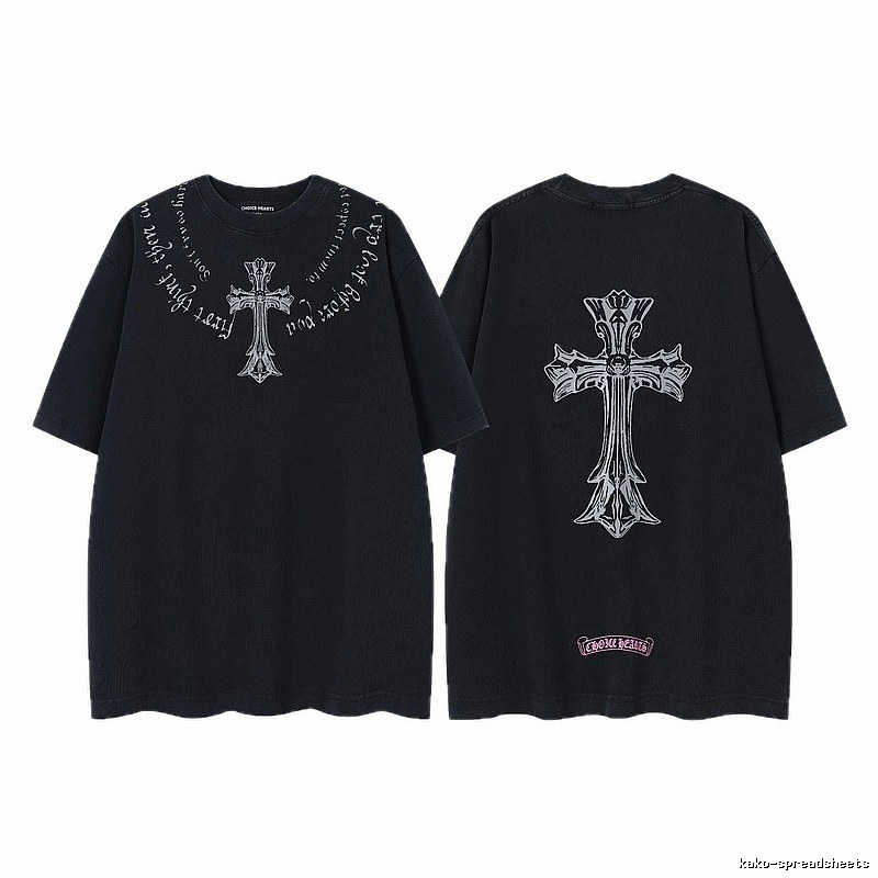 Chrome Hearts Cross Gothic Style Black Short Sleeve T-shirt