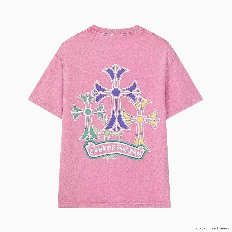 Chrome Hearts Cross Print Vintage-style Pink T-Shirt