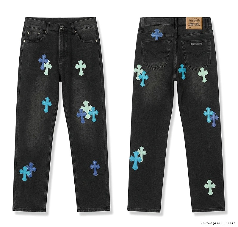 Chrome Hearts Cross Trendy Cool Black Jeans