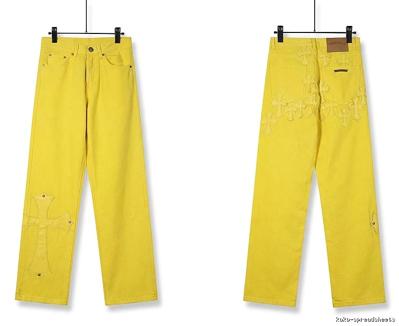 Chrome Hearts Cross Trendy Cool Yellow Jeans