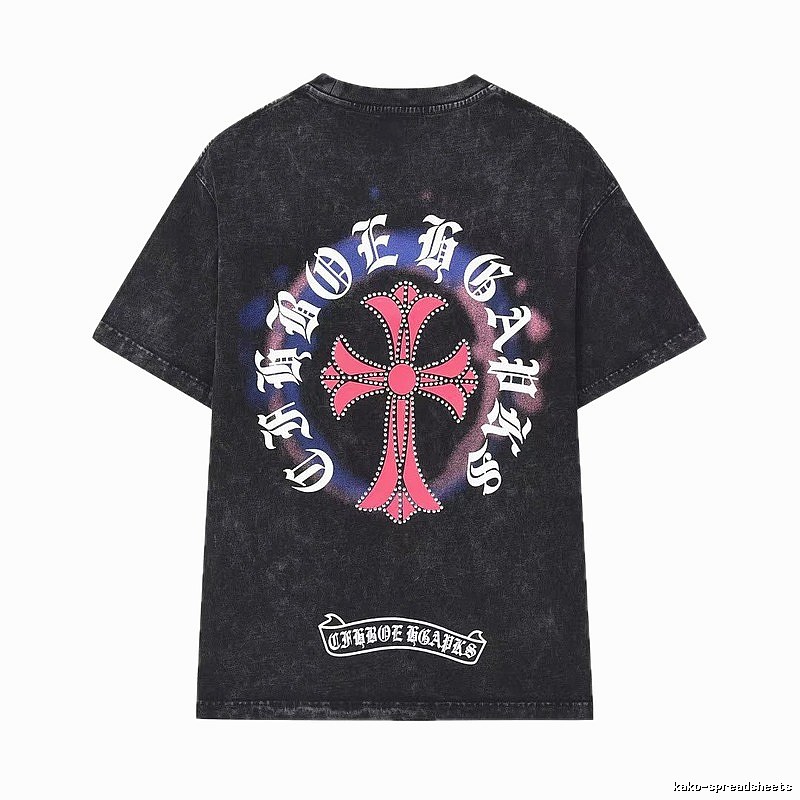 Chrome Hearts Cross Vintage Distressed Black Short Sleeve T-shirt