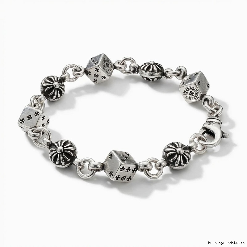 Chrome Hearts Dice Retro Style Silver Bracelet
