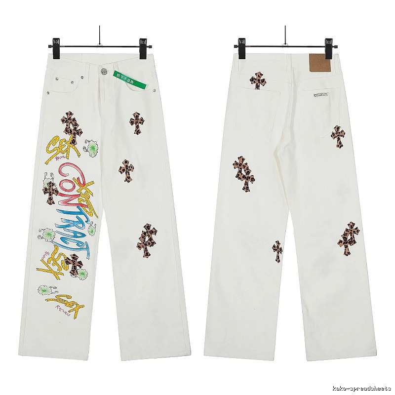 Chrome Hearts Resort Graphic jeans Light Denim Jeans for Travel Looks