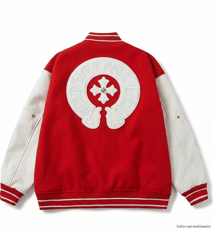 Chrome Hearts Retro Red and White Baseball Jacket