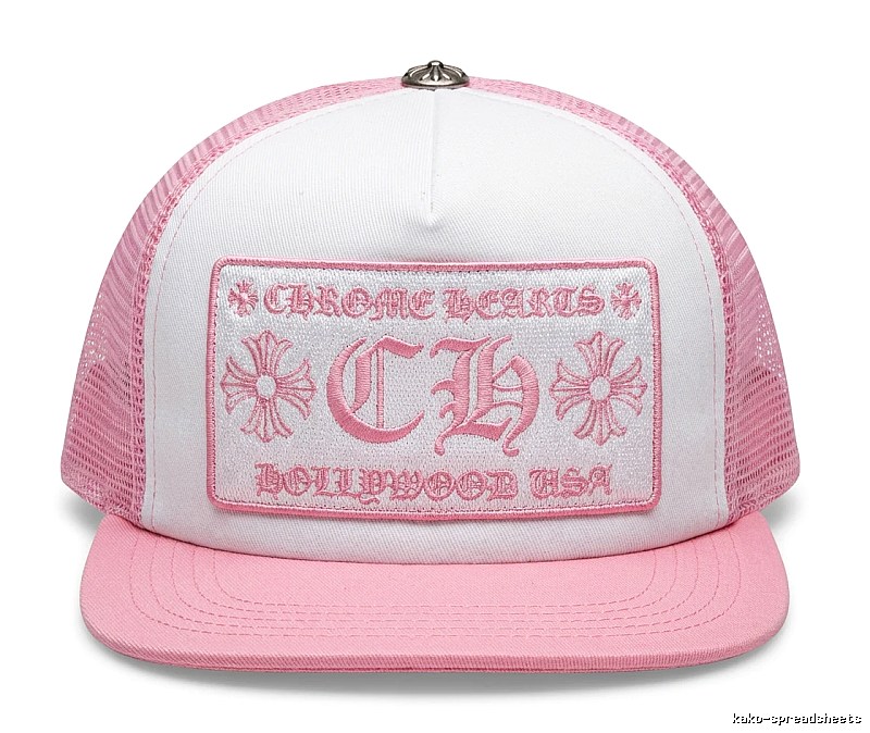 Chrome Hearts Retro Style Pink and White Hat