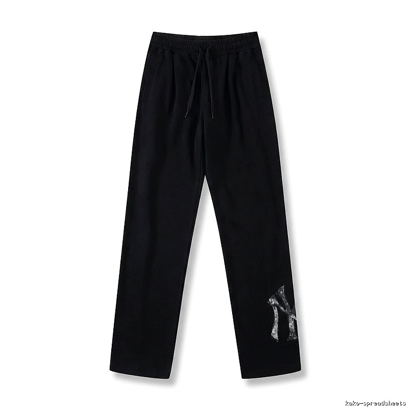 Classic trendy brand black trousers of MLB