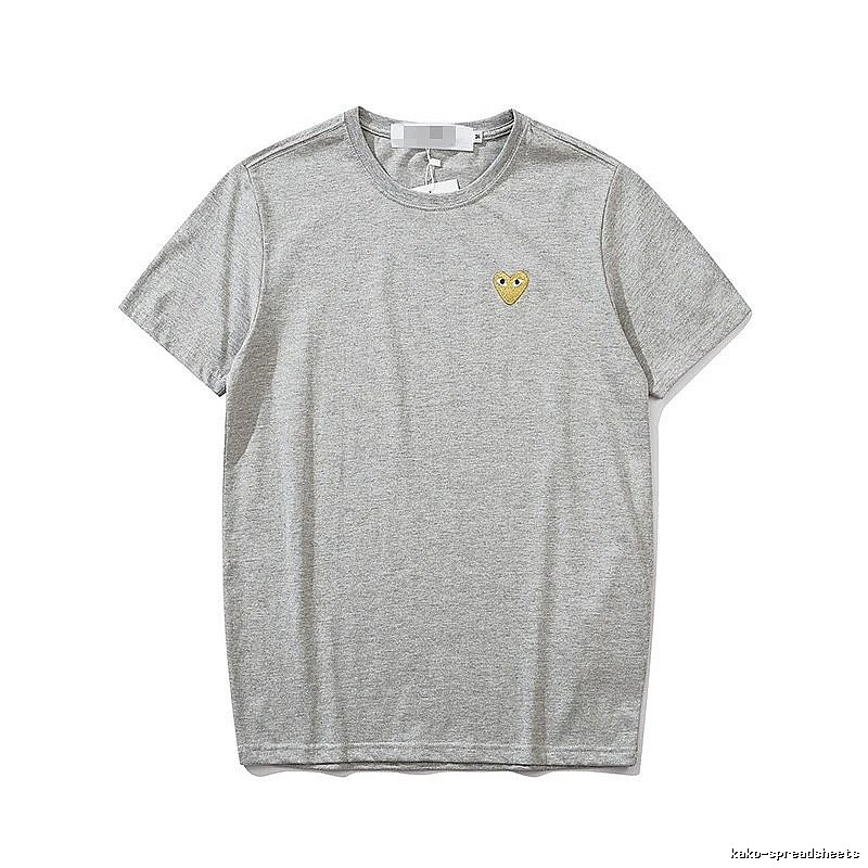 Comme des Garcons PLAY 2021-53 Gray Style 2153 Heart Logo T-Shirt Training Look