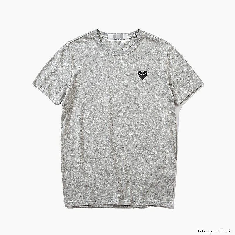 Comme des Garcons PLAY 2021-95 Gray Style 2195 Heart Logo T-Shirt Summer Styling
