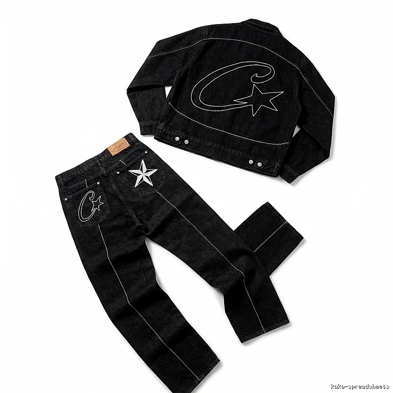 Corteiz denim retro-style suit