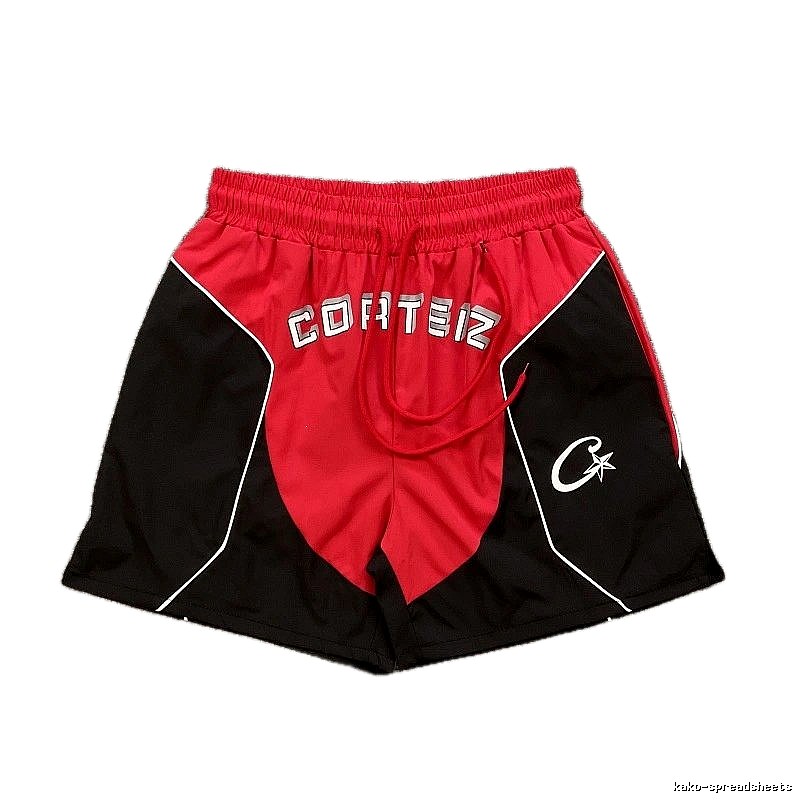 Corteiz Star Logo Street Style Red and Black Sports Shorts