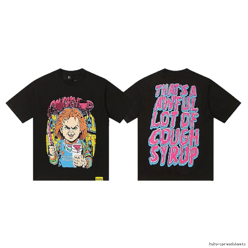 COUGH SYRUP Chucky Print Street Style Black T-shirt